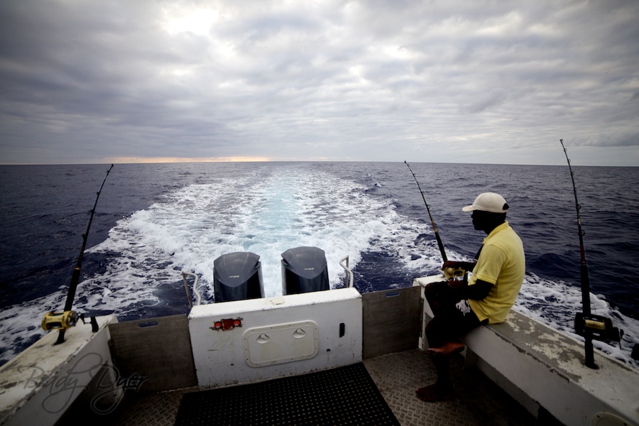 Back of boat deep sea fishing